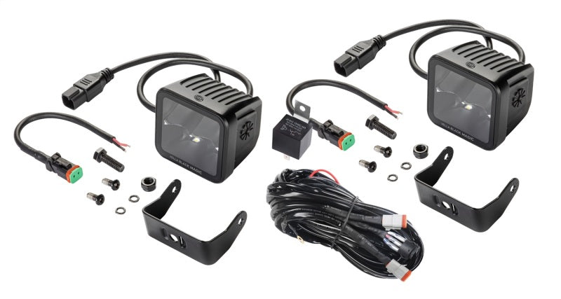 Hella Universal Black Magic 3.2in L.E.D. Cube Kit - Flood Beam (Long Range) - Black Ops Auto Works
