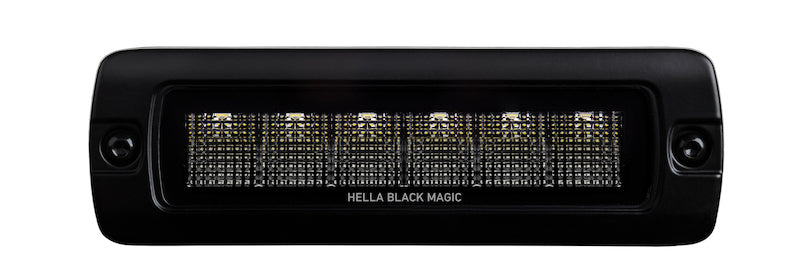 Hella Universal Black Magic 6 L.E.D. Flush Mount Mini Light Bar - Flood Beam - Black Ops Auto Works