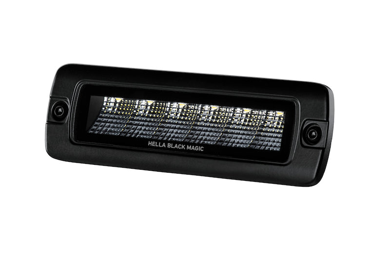 Hella Universal Black Magic 6 L.E.D. Flush Mount Mini Light Bar - Flood Beam - Black Ops Auto Works