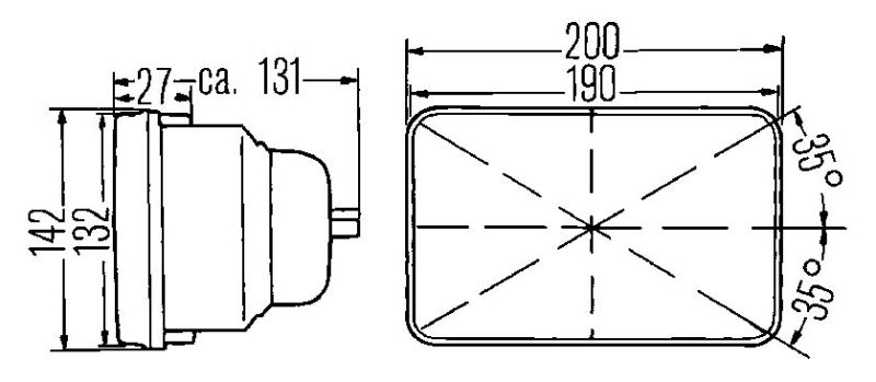 Hella Vision Plus 8in x 6in Sealed Beam Conversion Headlamp Kit (Legal in US for MOTORCYLCES ONLY) - Black Ops Auto Works