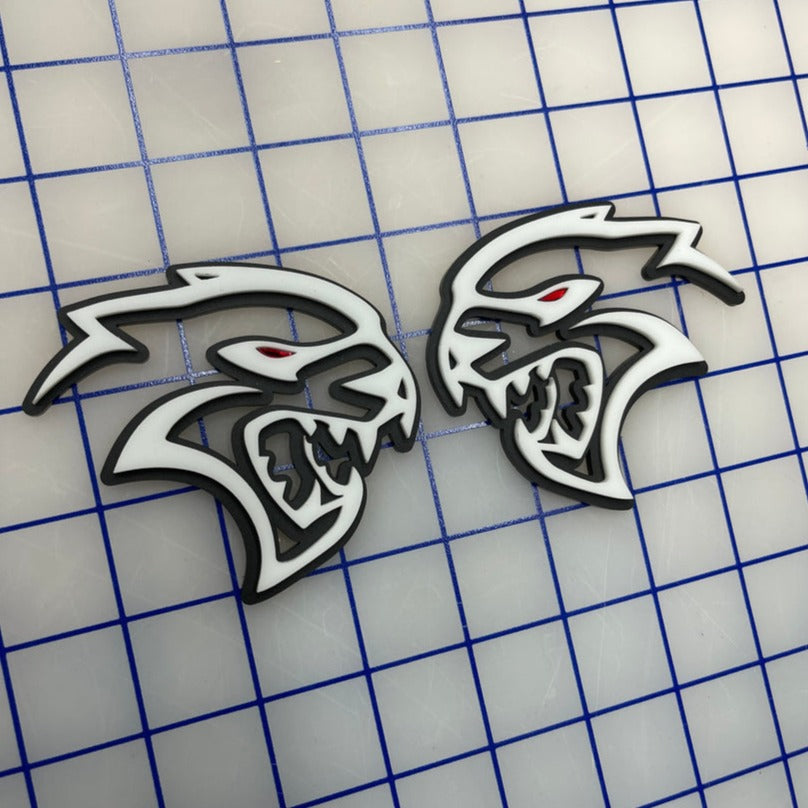 Hellcat Head Badge / Emblem 3in x3in (Pair) Exotic Innovations