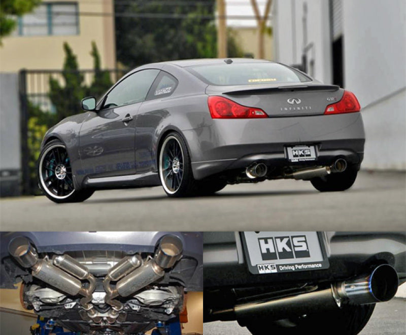 HKS 08 Infiniti G37 Coupe Dual Hi-Power Titanium Tip Catback Exhaust - Black Ops Auto Works