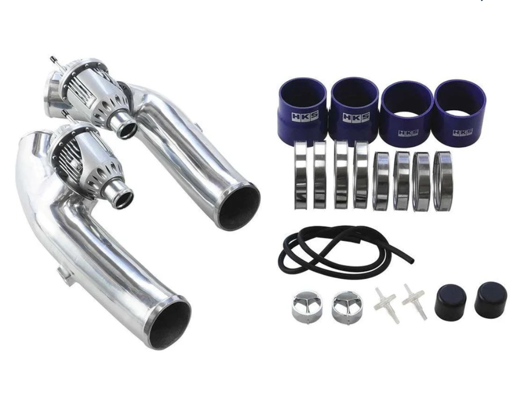 HKS 09-10 GT-R R35 SSQV4 BOV Kit Includes 2 SSQV & Polished Aluminum Pipes - Black Ops Auto Works HKS 71008-AN027
