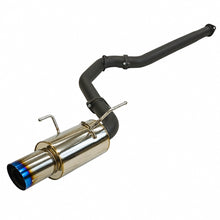 Load image into Gallery viewer, HKS 31006-BF003 Hi-Power single-exit exhaust with black midpipe, polished muffler, and blue-burnt tip for 2015-2021 Subaru WRX STI