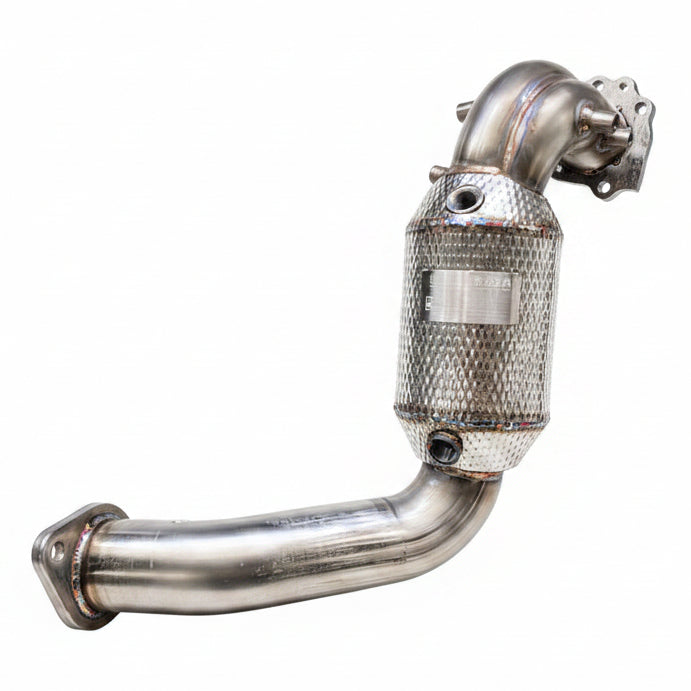 HKS turbo kit downpipe with catalytic converter, studio product shot