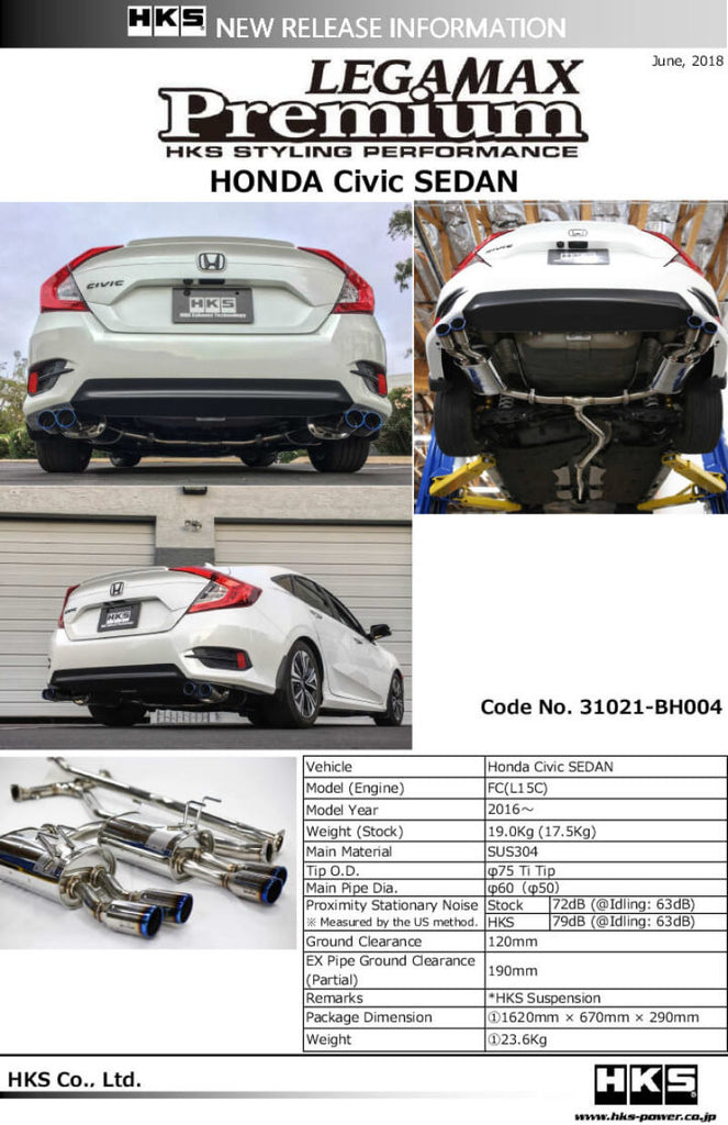 HKS LEGAMAX Premium HONDA CIVIC SEDAN FC - Black Ops Auto Works