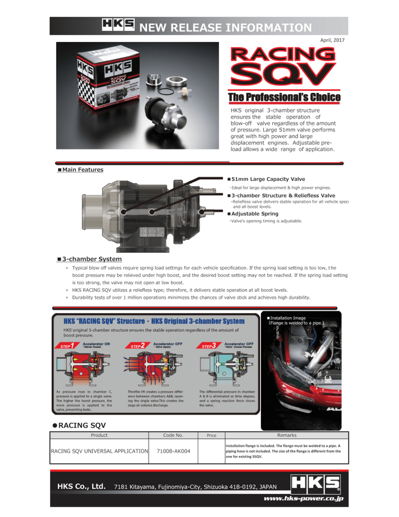 HKS Racing SQV Universal BOV - Black Ops Auto Works