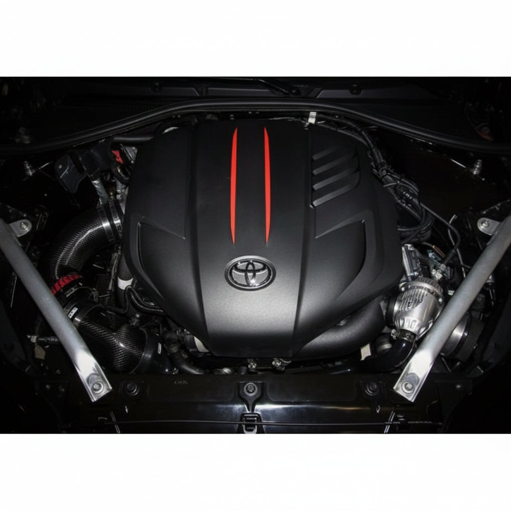 HKS 71008-AT022V SSQV4 blow-off valve and return kit installed on 2020-2024 Toyota GR Supra B58 engine