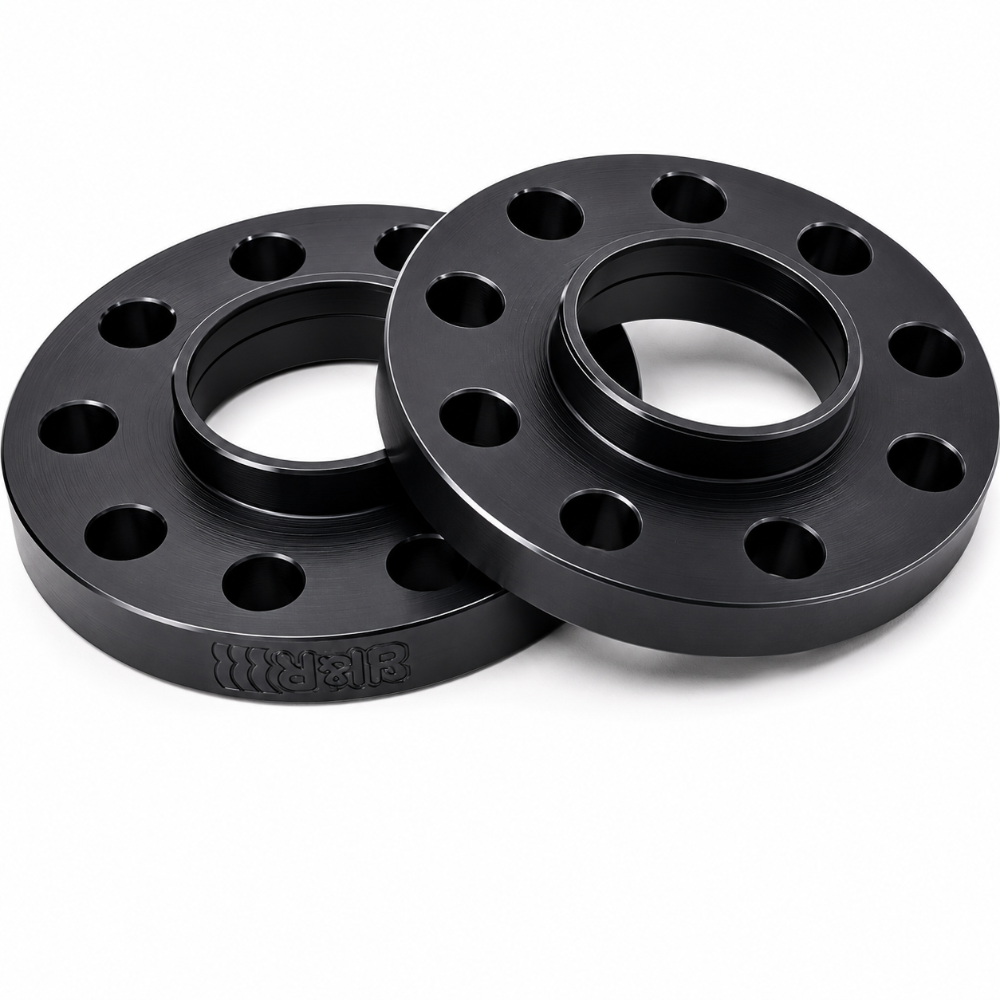 H&R Trak+ 7mm DR wheel spacers with 5x130 bolt pattern and black finish