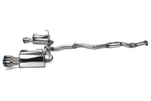 Load image into Gallery viewer, Close-up of burnt titanium rolled quad tips on Invidia Q300 cat-back  