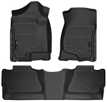 Load image into Gallery viewer, Husky Liners 07-12 Chevy Silverado/GMC Sierra Crew Cab WeatherBeater Combo Black Floor Liners-Husky Liners-HSL98201