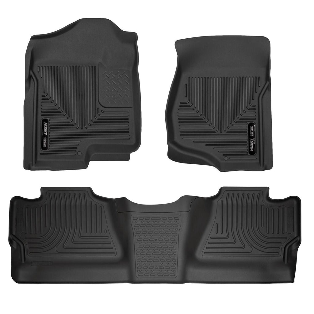 Husky Liners 07-12 Chevy Silverado/GMC Sierra Crew Cab WeatherBeater Combo Black Floor Liners-Husky Liners-HSL98201