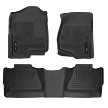 Load image into Gallery viewer, Husky Liners 07-12 Chevy Silverado/GMC Sierra Crew Cab WeatherBeater Combo Black Floor Liners-Husky Liners-HSL98201