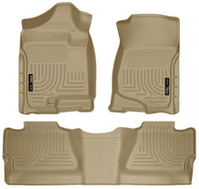 Load image into Gallery viewer, Husky Liners 07-12 Chevy Silverado/GMC Sierra Crew Cab WeatherBeater Combo Tan Floor Liners-Husky Liners-HSL98203