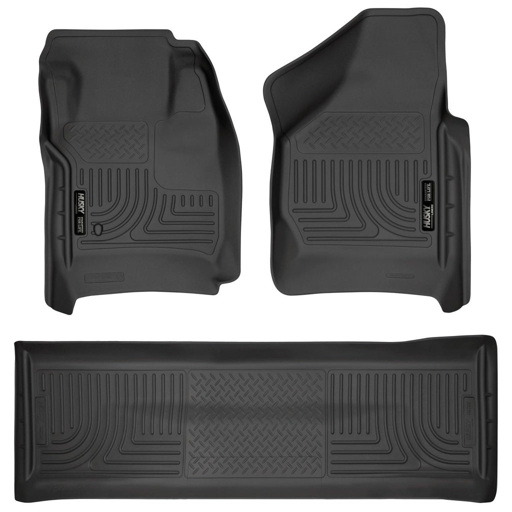 Husky Liners 08-10 Ford SD Crew Cab WeatherBeater Combo Black Floor Liners (w/o Manual Trans Case)-Husky Liners-HSL98381