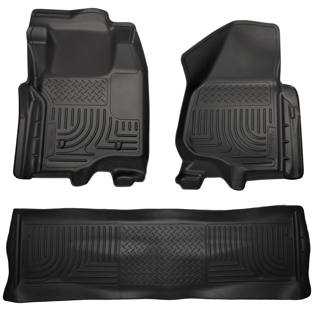 Husky Liners 11-12 Ford SD Crew Cab WeatherBeater Combo Black Floor Liners (w/o Manual Trans Case)-Husky Liners-HSL98711