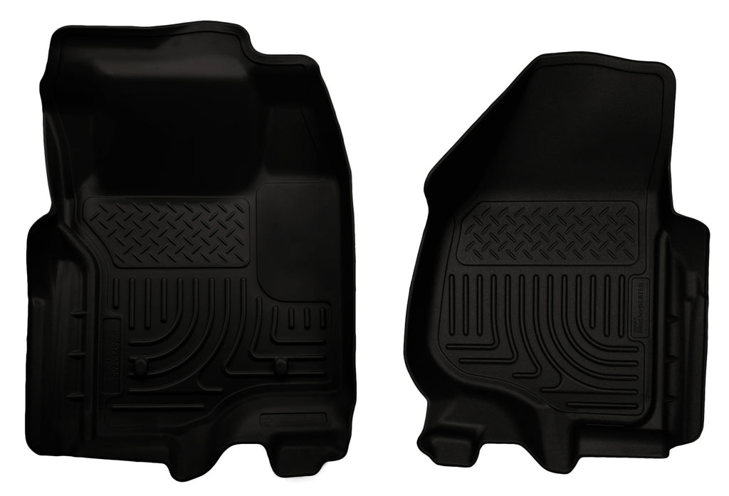 Husky Liners 11-12 Ford Super Duty Crew & Extended Cab WeatherBeater Front Row Black Floor Liners-Husky Liners-HSL18731
