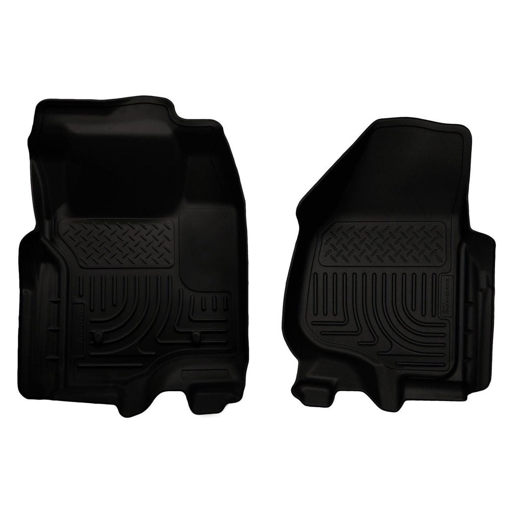 Husky Liners 11-12 Ford Super Duty Crew & Extended Cab WeatherBeater Front Row Black Floor Liners-Husky Liners-HSL18731