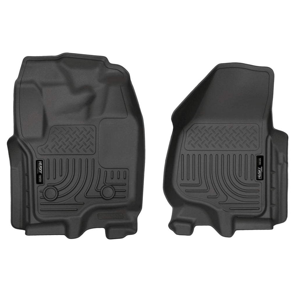 Husky Liners 12-15 Ford Super Duty Crew & Extended Cab WeatherBeater Front Row Black Floor Liners-Husky Liners-HSL18701