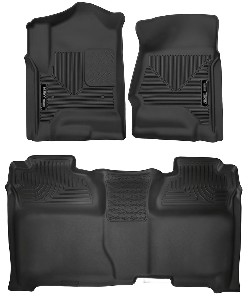 Husky Liners 14-18 Chevrolet Silverado Crew Cab X-Act Contour Front & Second Seat Floor Liners-Husky Liners-HSL53908