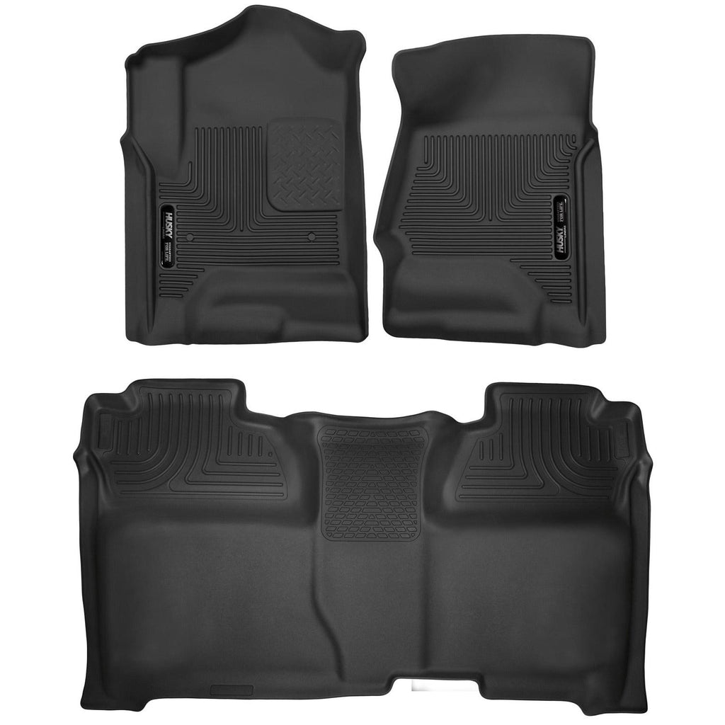 Husky Liners 14-18 Chevrolet Silverado Crew Cab X-Act Contour Front & Second Seat Floor Liners-Husky Liners-HSL53908