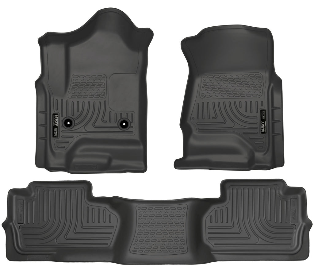 Husky Liners 14 Chevrolet Silverado/GMC Sierra Dbl Cab WeatherBeater Black Front&2nd Seat Floor Line-Husky Liners-HSL98241