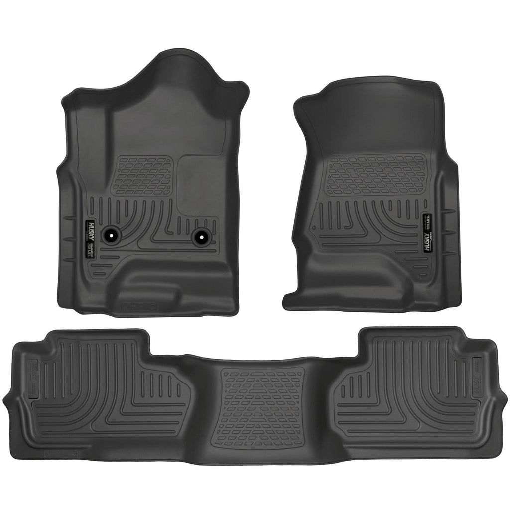 Husky Liners 14 Chevrolet Silverado/GMC Sierra Dbl Cab WeatherBeater Black Front&2nd Seat Floor Line-Husky Liners-HSL98241