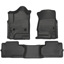 Load image into Gallery viewer, Husky Liners 14 Chevrolet Silverado/GMC Sierra Dbl Cab WeatherBeater Black Front&amp;2nd Seat Floor Line-Husky Liners-HSL98241