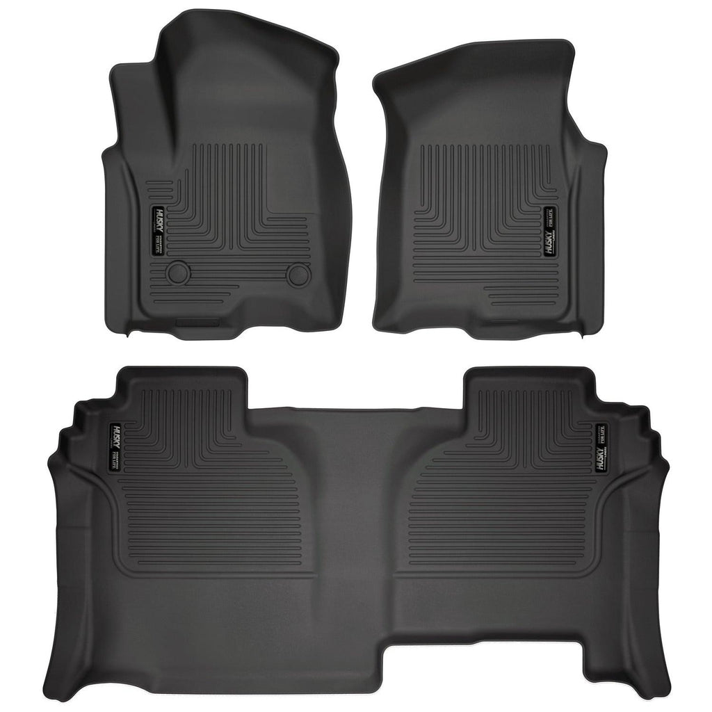Husky Liners 19-23 GMC Sierra 1500 Double Cab Weatherbeater Black Front & 2nd Seat Floor Liners-Husky Liners-HSL94031
