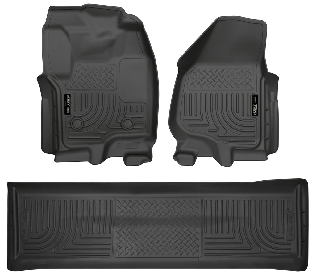 Husky Liners 2012.5 Ford SD Crew Cab WeatherBeater Combo Black Floor Liners (w/o Manual Trans Case)-Husky Liners-HSL99711