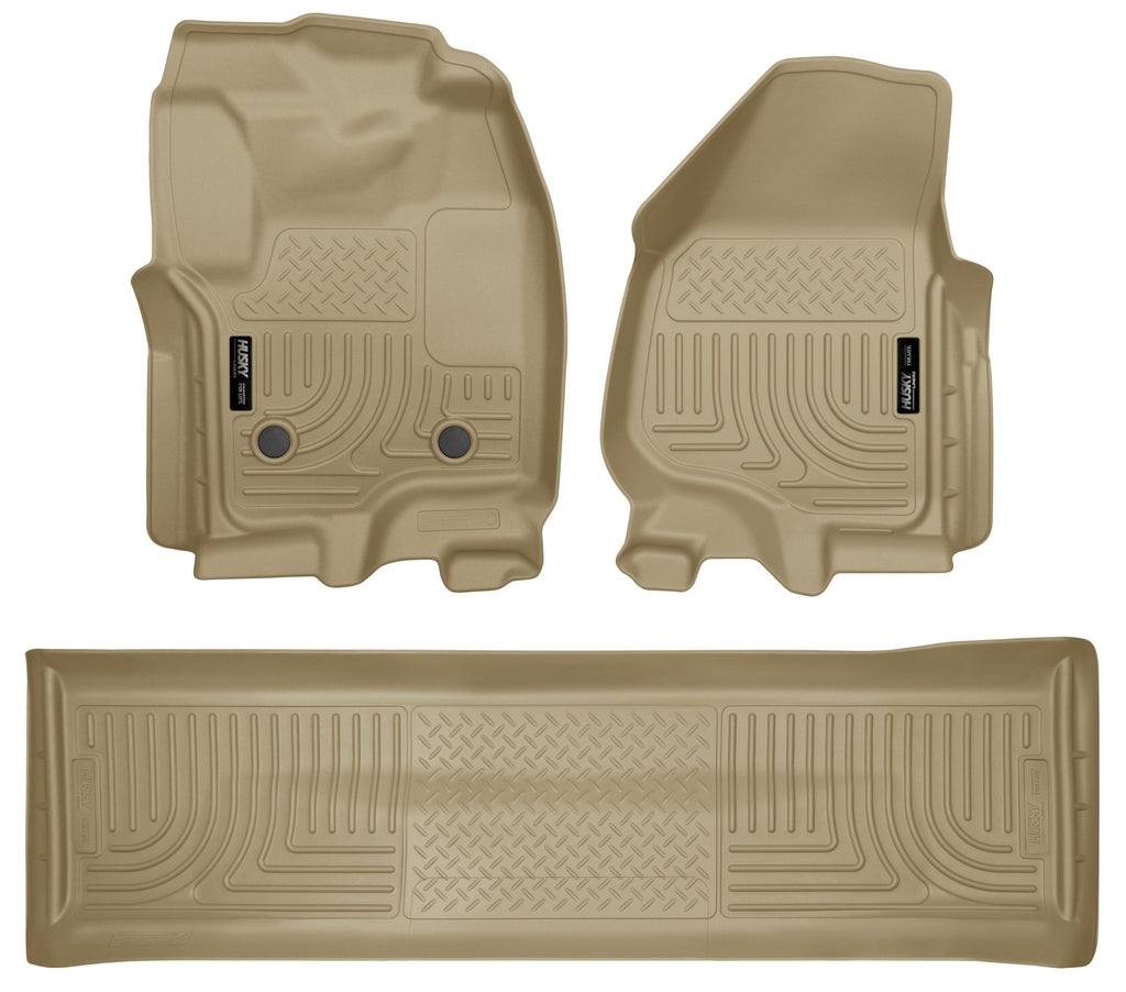 Husky Liners 2012.5 Ford SD Crew Cab WeatherBeater Combo Tan Floor Liners (w/o Manual Trans Case)-Husky Liners-HSL99713