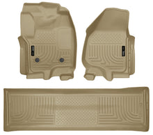 Load image into Gallery viewer, Husky Liners 2012.5 Ford SD Crew Cab WeatherBeater Combo Tan Floor Liners (w/o Manual Trans Case)-Husky Liners-HSL99713