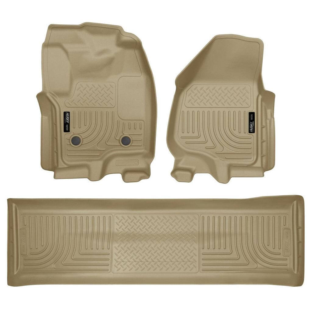 Husky Liners 2012.5 Ford SD Crew Cab WeatherBeater Combo Tan Floor Liners (w/o Manual Trans Case)-Husky Liners-HSL99713