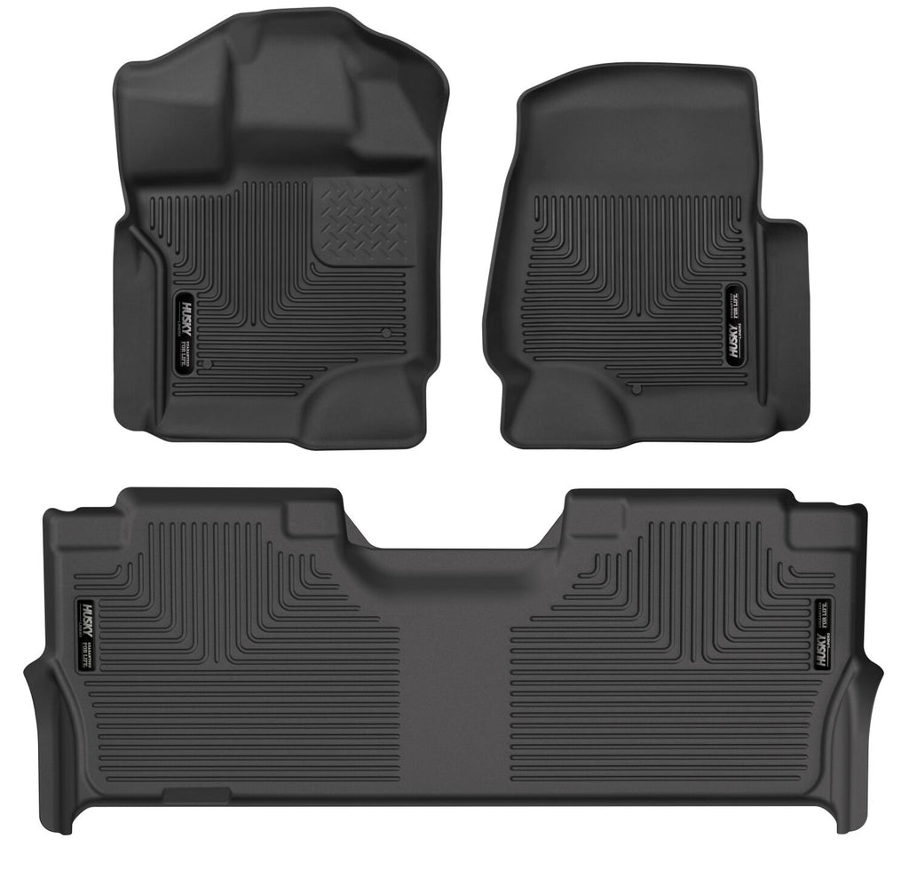 Husky Liners 21-23 Ford F-150 CC SC X-Act Contour Front & Second Row Seat Floor Liners - Black-Husky Liners-HSL53468