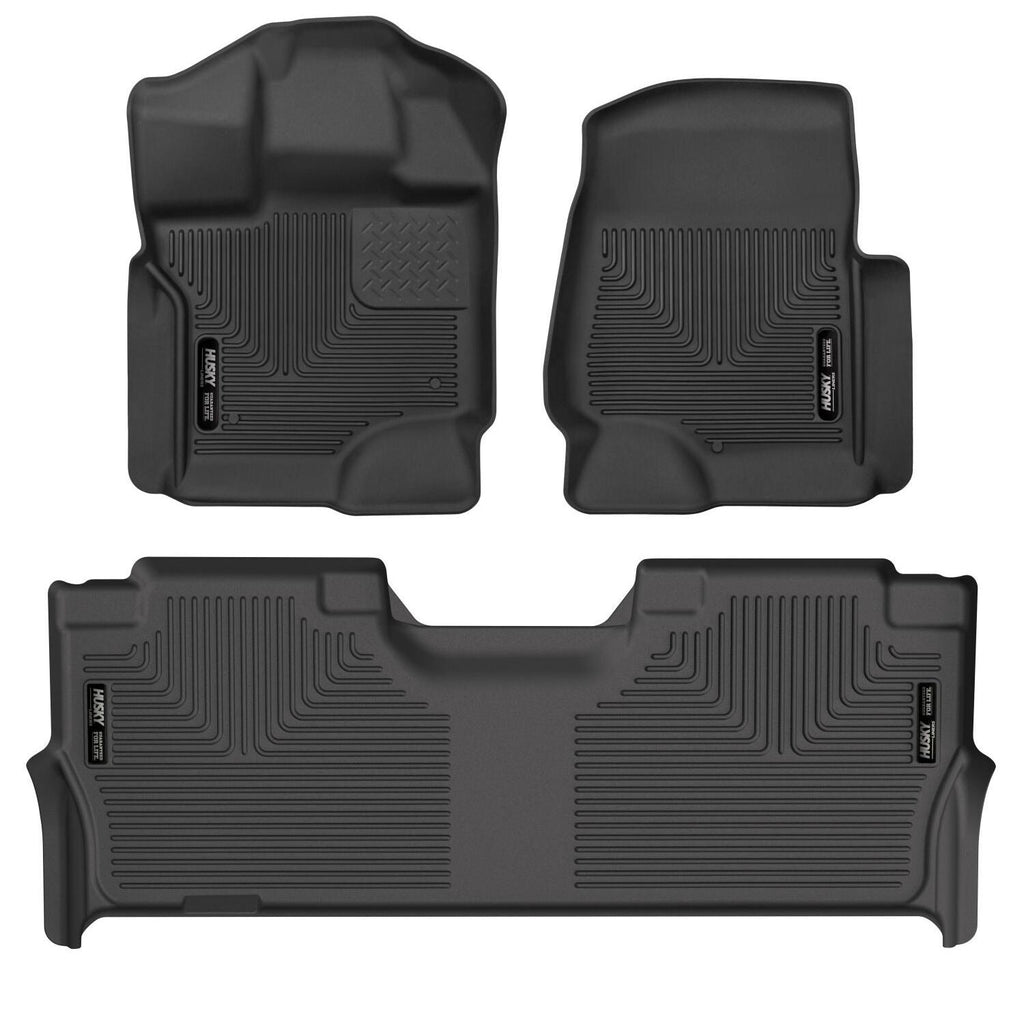 Husky Liners 21-23 Ford F-150 CC SC X-Act Contour Front & Second Row Seat Floor Liners - Black-Husky Liners-HSL53468
