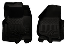 Load image into Gallery viewer, Husky Liners 11-12 Ford Super Duty Crew &amp; Extended Cab WeatherBeater Front Row Black Floor Liners - Husky Liners HSL18731