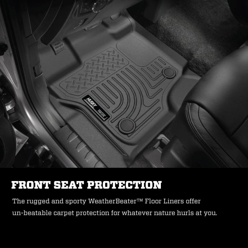 Husky Liners 11-12 Ford Super Duty Crew & Extended Cab WeatherBeater Front Row Black Floor Liners - Husky Liners HSL18731