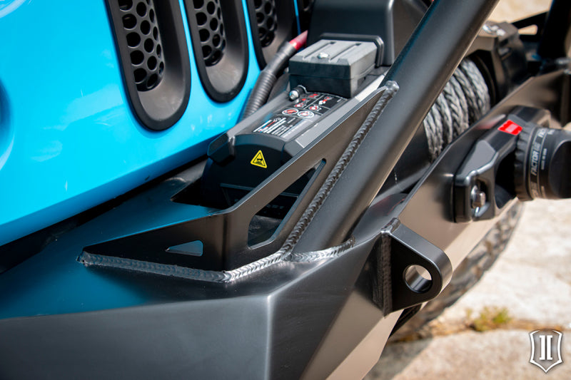 ICON 07-18 Jeep Wrangler JK Pro Series Front Bumper Rec Winch Mount w/Bar/Tabs ICON ICO25215