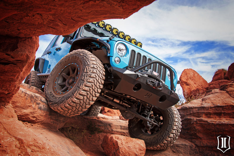 ICON 07-18 Jeep Wrangler JK Pro Series Front Bumper Rec Winch Mount w/Bar/Tabs ICON ICO25215