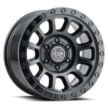Load image into Gallery viewer, ICON Hulse Double Black wheel shown from a front angle.