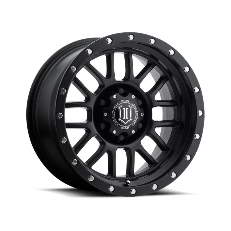 ICON Alpha 17x8.5 6x5.5 0mm Offset 4.75in BS 106.1mm Bore Satin Black Wheel ICON ICO1217858347SB