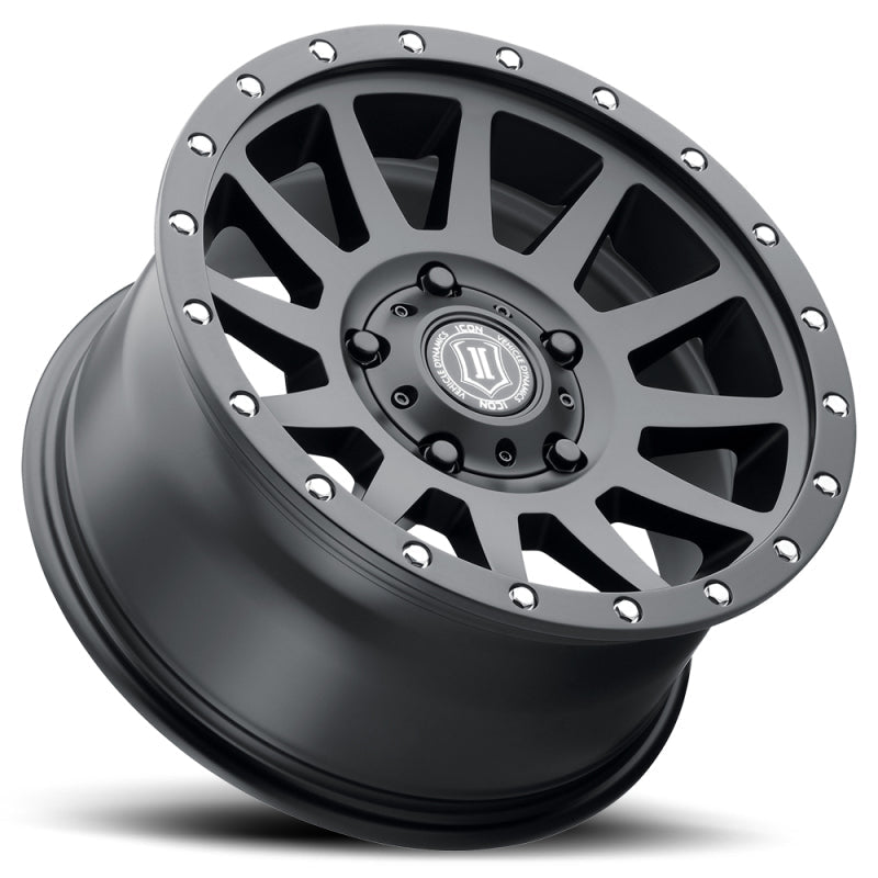 ICON Compression 17x8.5 5x150 25mm Offset 5.75in BS 110.1mm Bore Satin Black Wheel ICON ICO2017855557SB