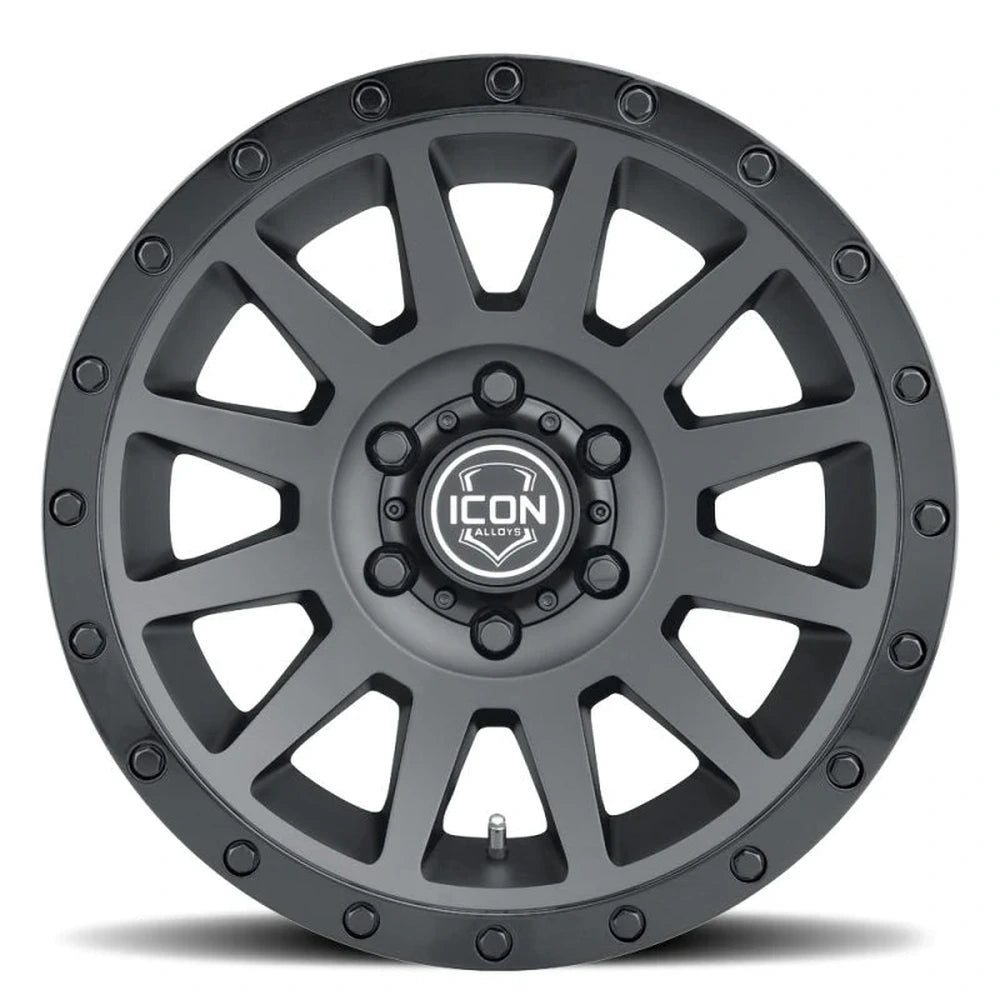 ICON Compression 18x9 6x5.5 0mm Offset 5in BS 106.1mm Bore Double Black Wheel - ICON 2018908350DB