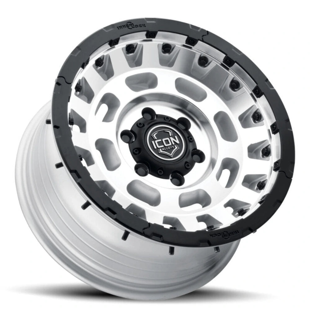 ICON Hammer Pro 17x8.5 / 5x5 / -6mm / 4.5in BS - Silver Machined - ICON 21017857345SM