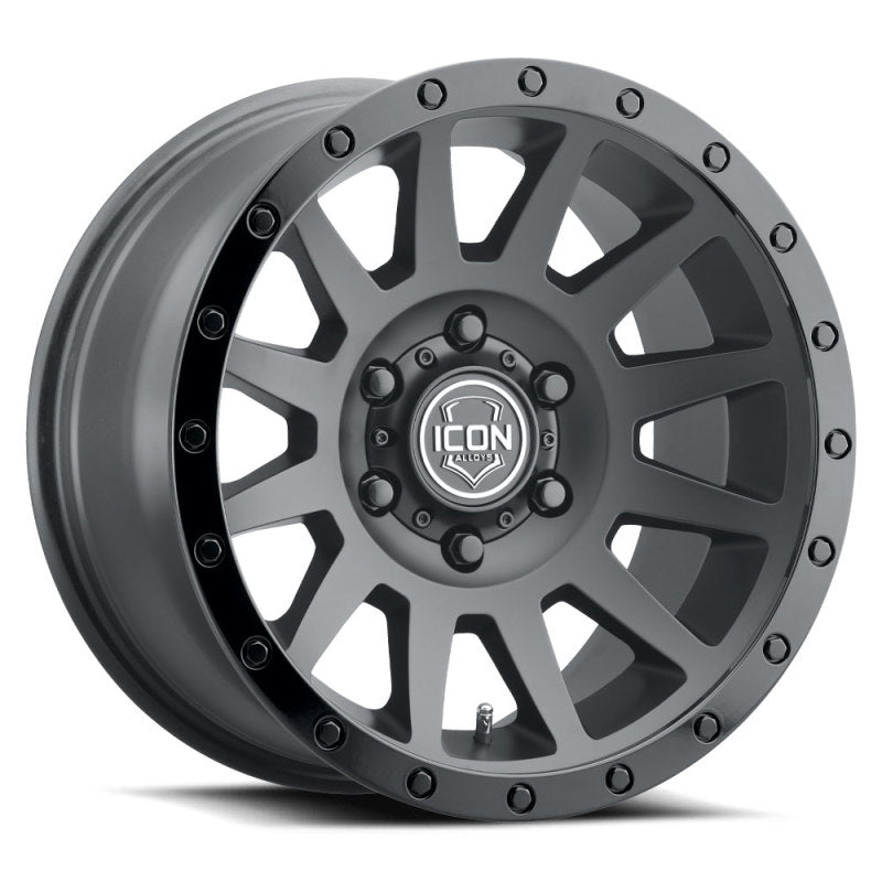 ICON Compression 18x9 6x5.5 0mm Offset 5in BS 106.1mm Bore Double Black Wheel - ICON 2018908350DB