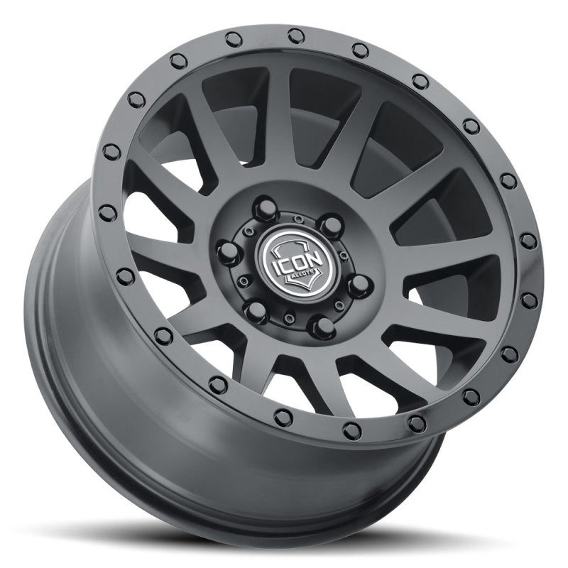 ICON Compression 18x9 6x5.5 0mm Offset 5in BS 106.1mm Bore Double Black Wheel - ICON 2018908350DB