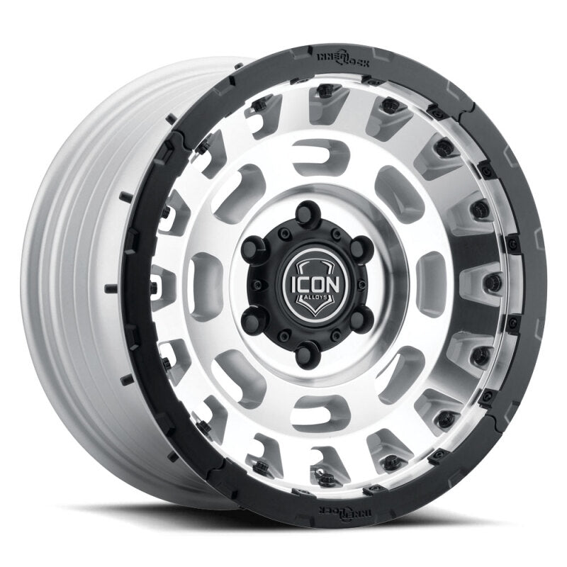 ICON Hammer Pro 17x8.5 / 5x5 / -6mm / 4.5in BS - Silver Machined - ICON 21017857345SM