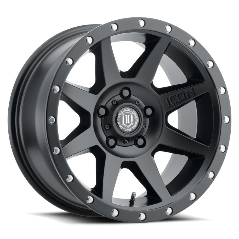 ICON Rebound 17x8.5 5x4.5 0mm Offset 4.75in BS 71.5mm Bore Satin Black Wheel ICON ICO1817856547SB