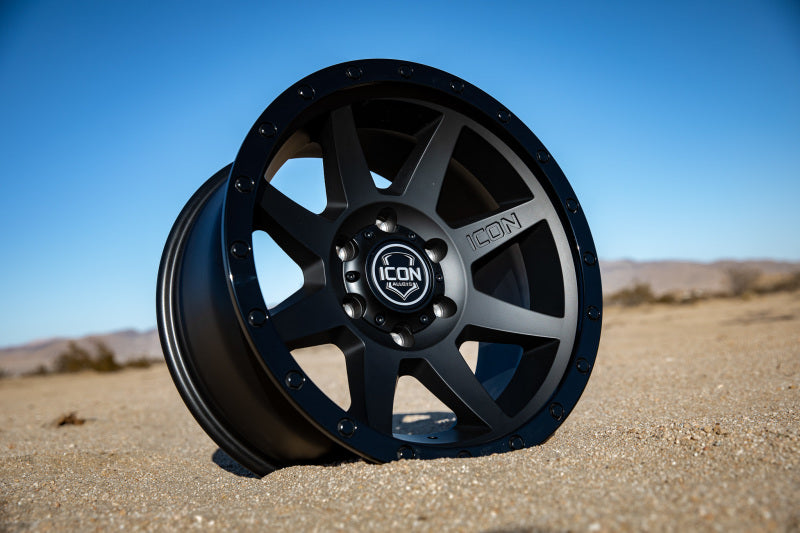 ICON Rebound 17x8.5 6x5.5 0mm Offset 4.75in BS 106.1mm Bore Double Black Wheel ICON ICO1817858347DB