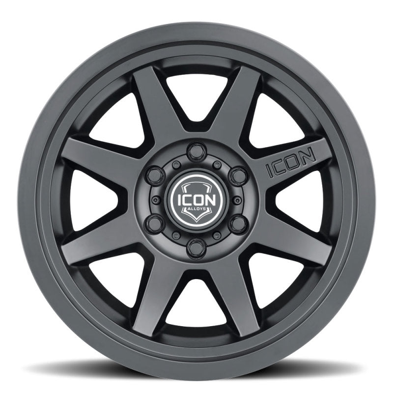 ICON Rebound 17x8.5 6x5.5 0mm Offset 4.75in BS 106.1mm Bore Satin Black Wheel ICON ICO1917858347SB